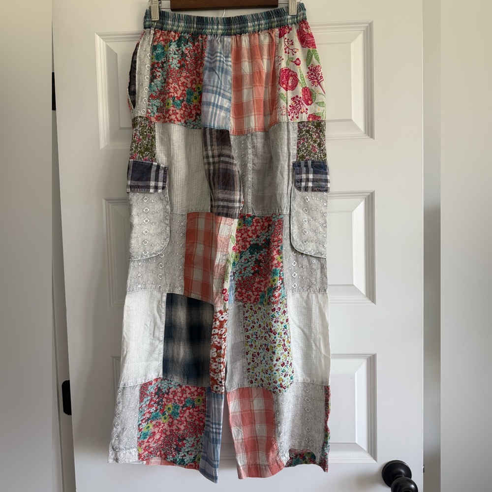 Young Threads Patchwork Pants NWT Medium Boho Cot… - image 10